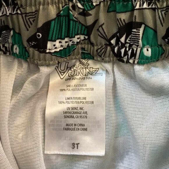 UV Skinz Geometric Print Fish UPF 50+  Swim Trunks Boys size 3T - Picture 6 of 8